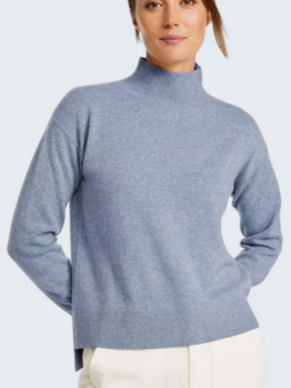 L.L. Bean mock neck cashmere sweater light blue women's size 1X